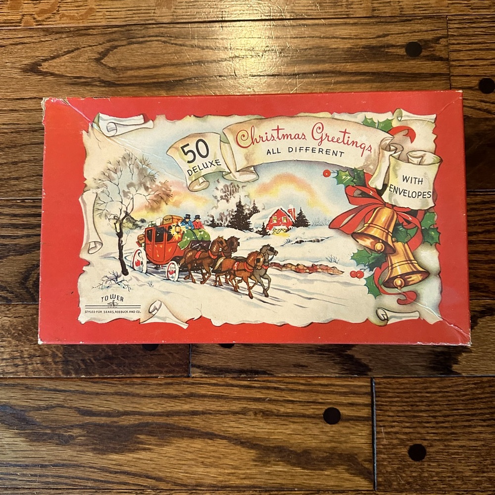 Charming vintage Christmas card box